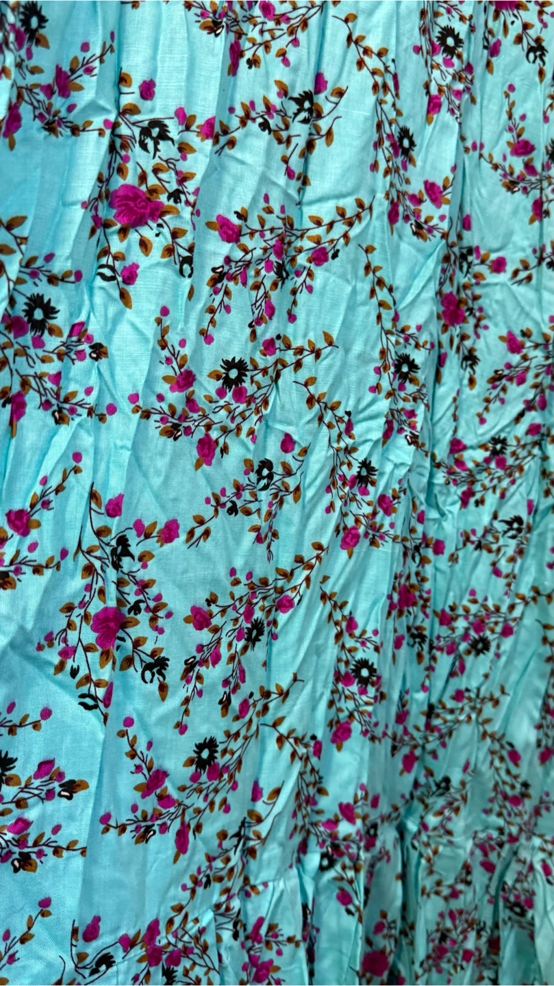 Turquoise Floral Maxi Dress with Belt - photo 2