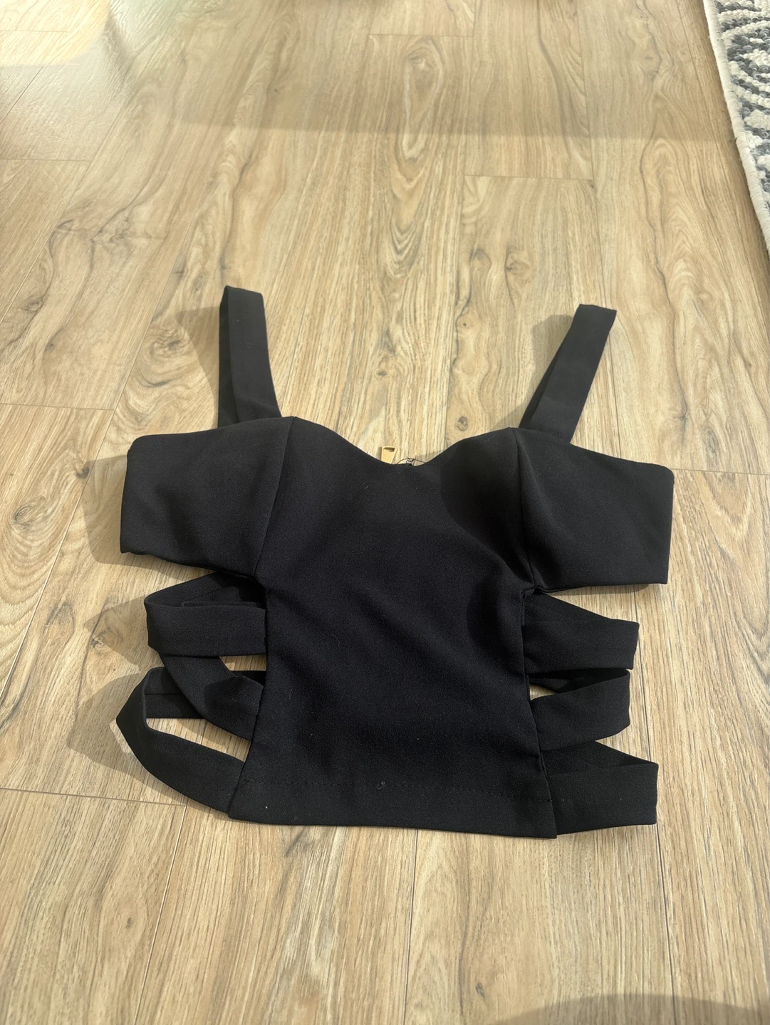 Black Strappy Cutout Crop Top