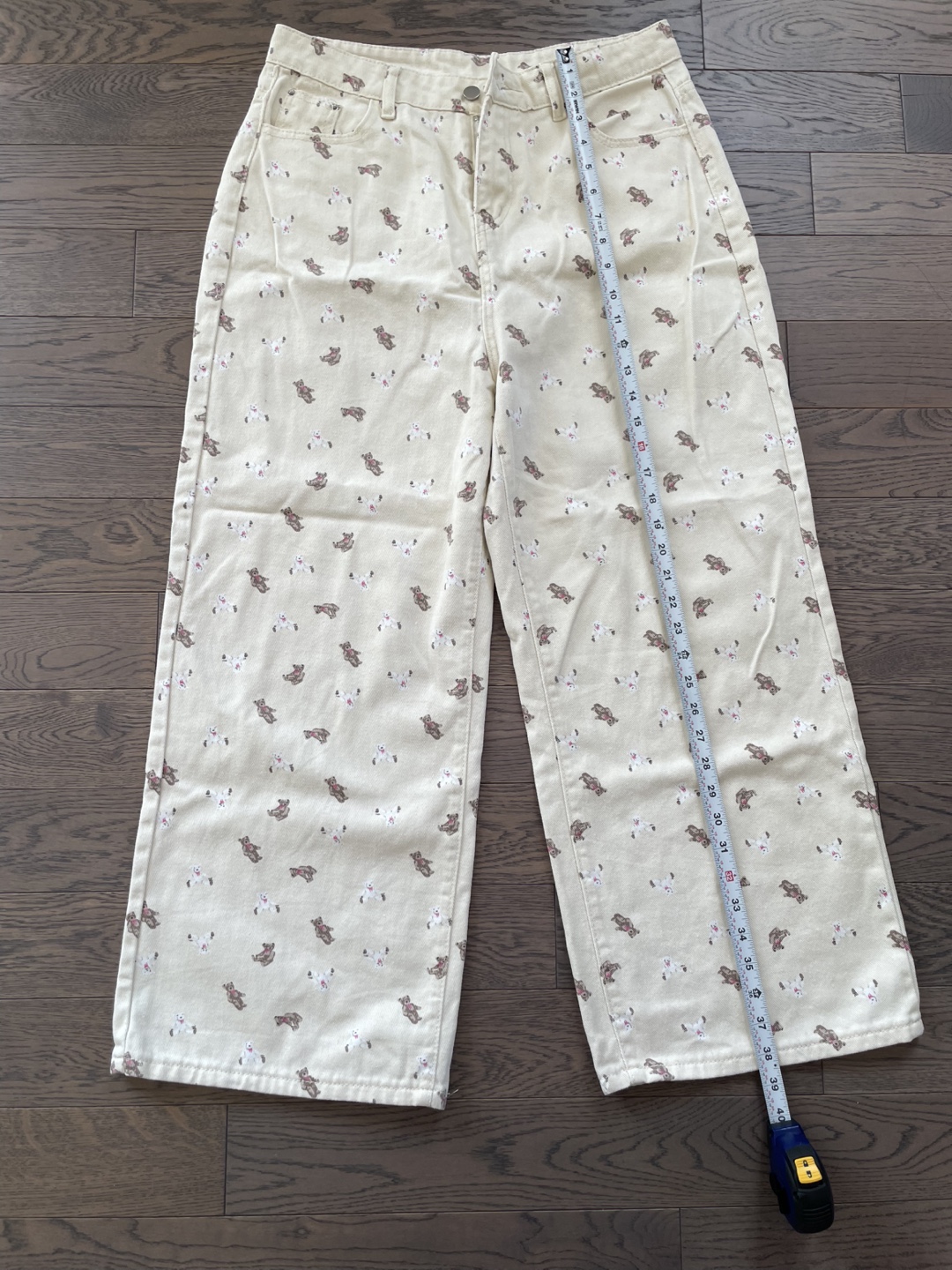 Cream Teddy Bear Print Wide Leg Pants XXL - photo 5