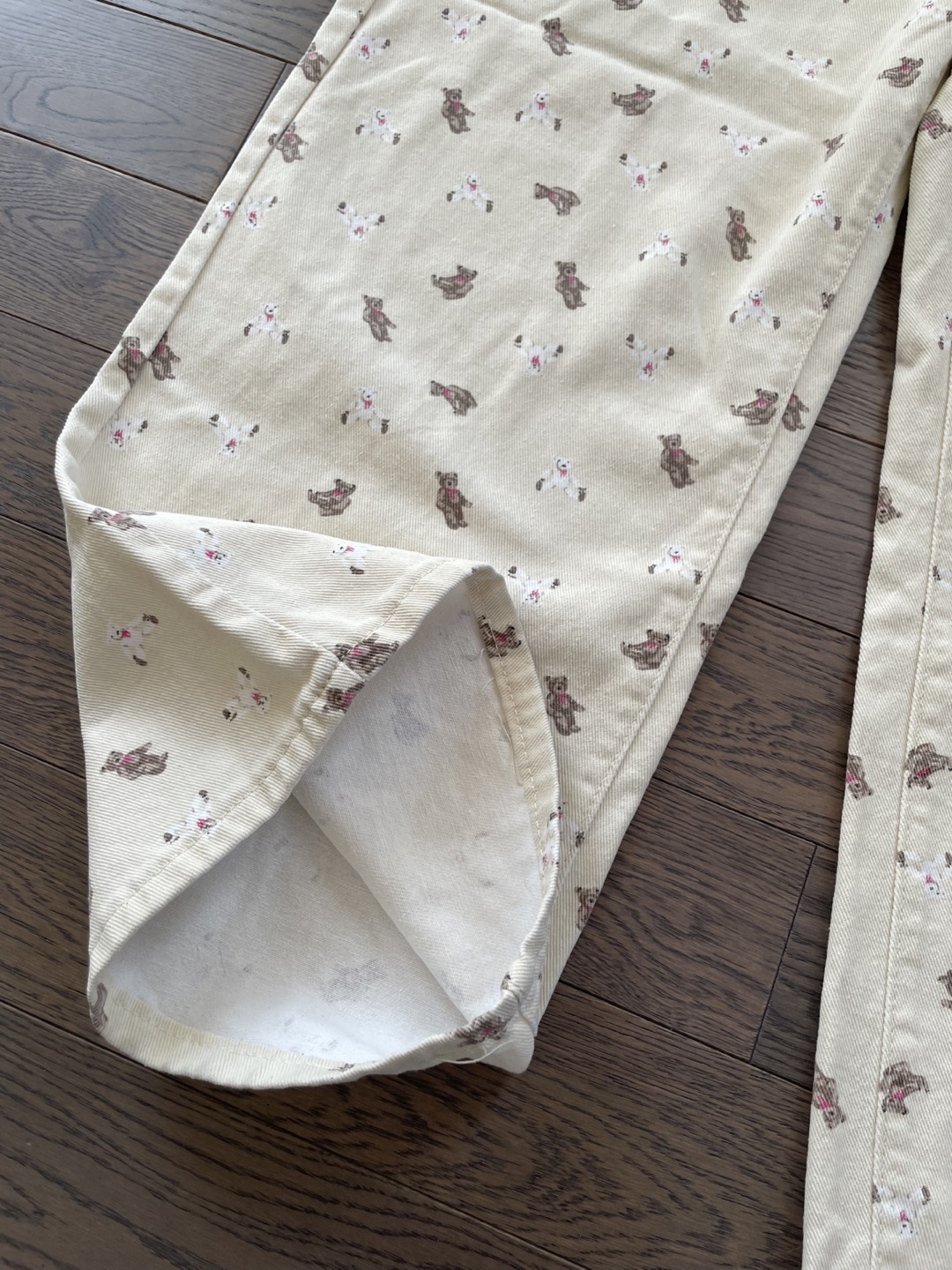 Cream Teddy Bear Print Wide Leg Pants XXL - photo 2