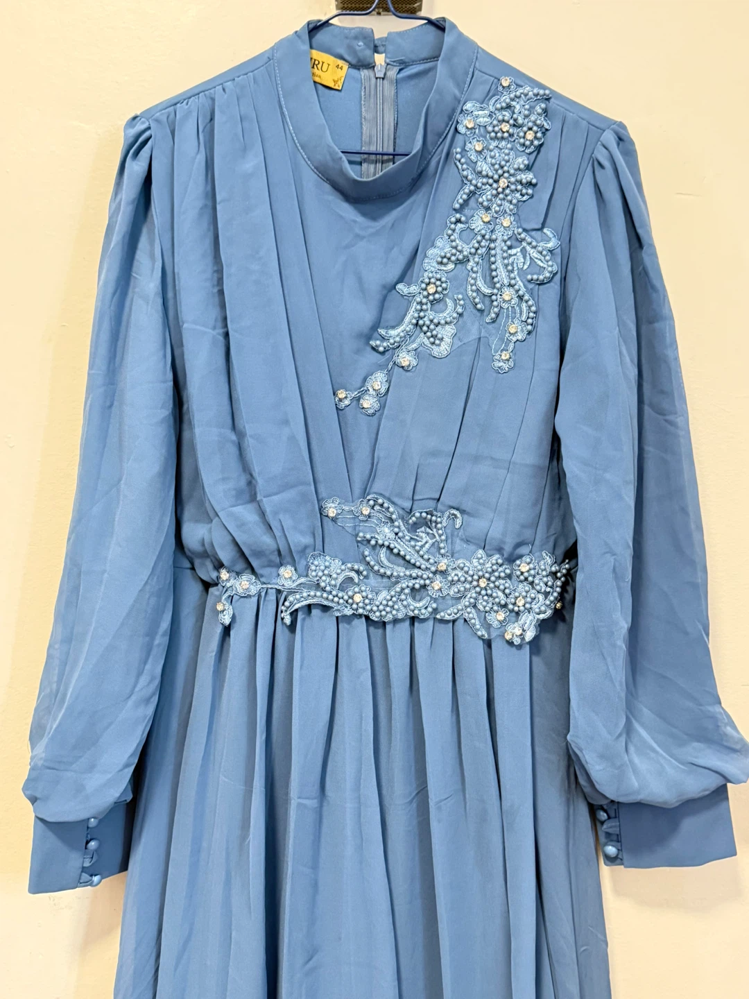 Elegant Dusty Blue Chiffon Gown from Modanisa ✨