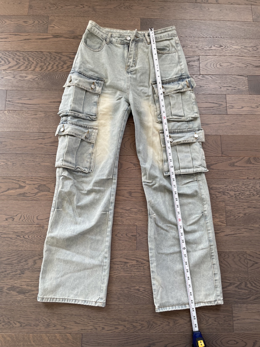 Light Wash Denim Cargo Pants, XL - photo 4