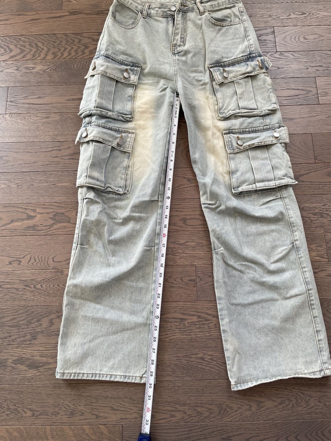 Light Wash Denim Cargo Pants, XL - photo 5