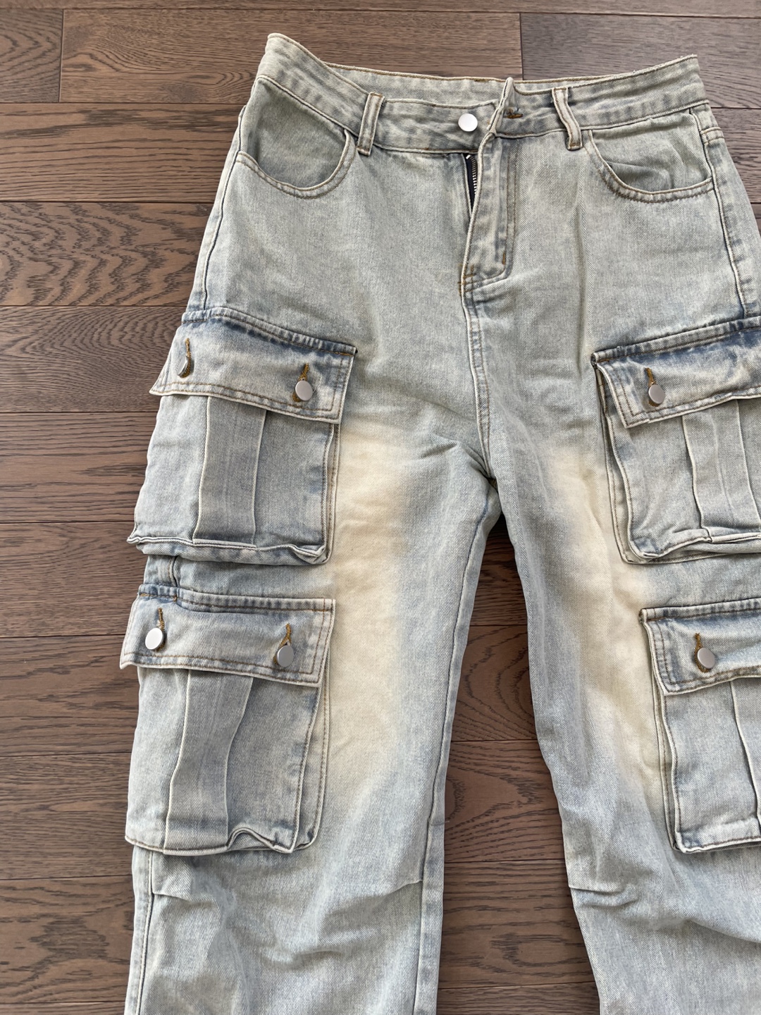 Light Wash Denim Cargo Pants, XL - photo 2