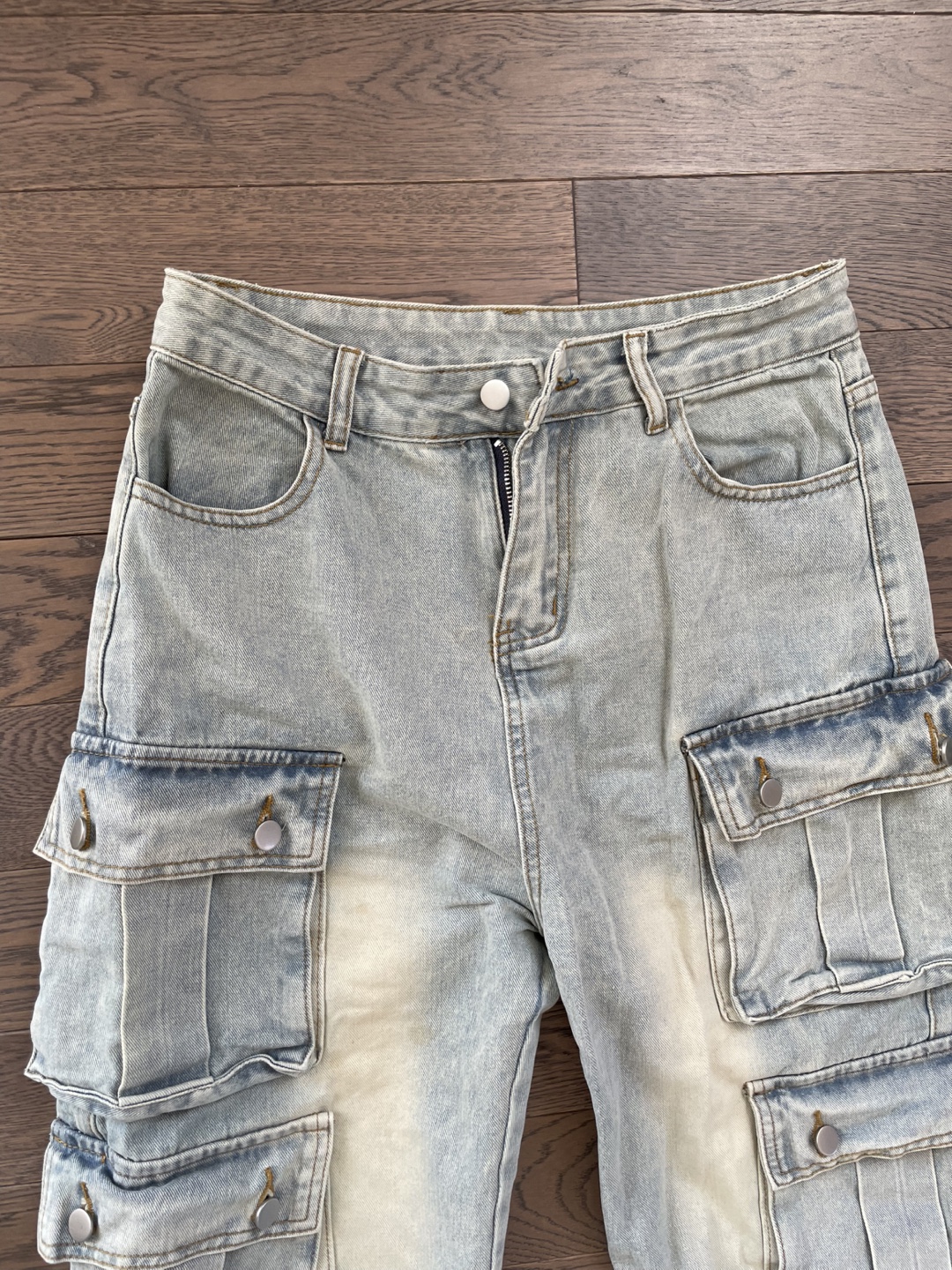 Light Wash Denim Cargo Pants, XL - photo 3