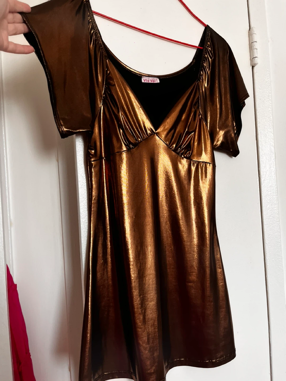 Via Vai Metallic dark gold Short Sleeve Top Size S - photo 5