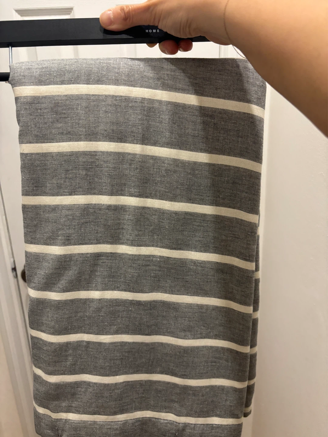 Striped fabric shower curtain