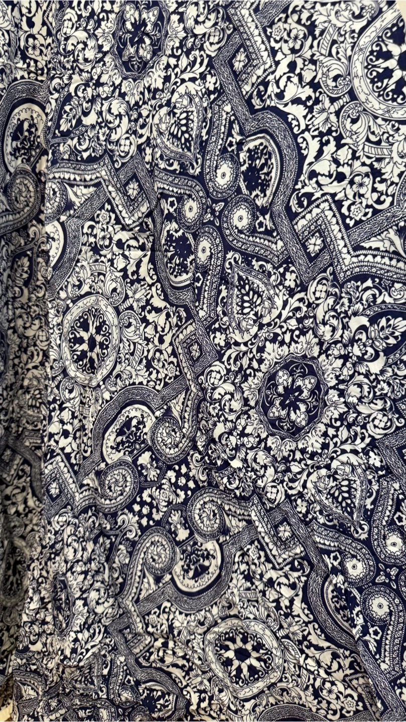 Beige and Navy Paisley Dress with Beading - XL - photo 2
