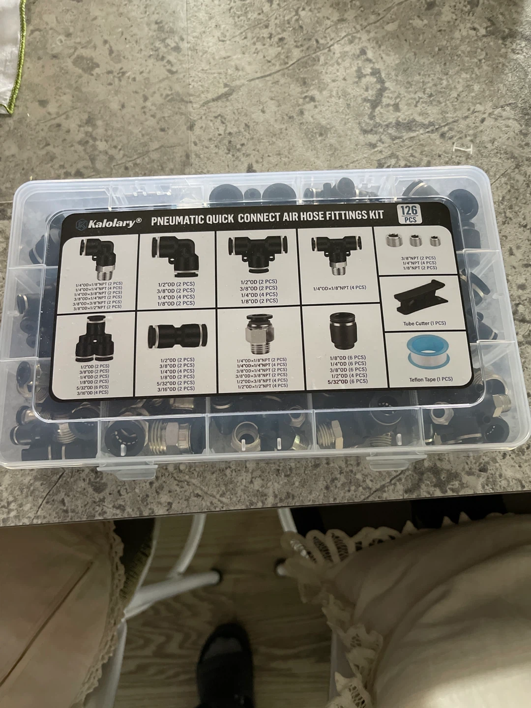 Kalolary Pneumatic Air Hose Fittings Kit - 126 Pieces