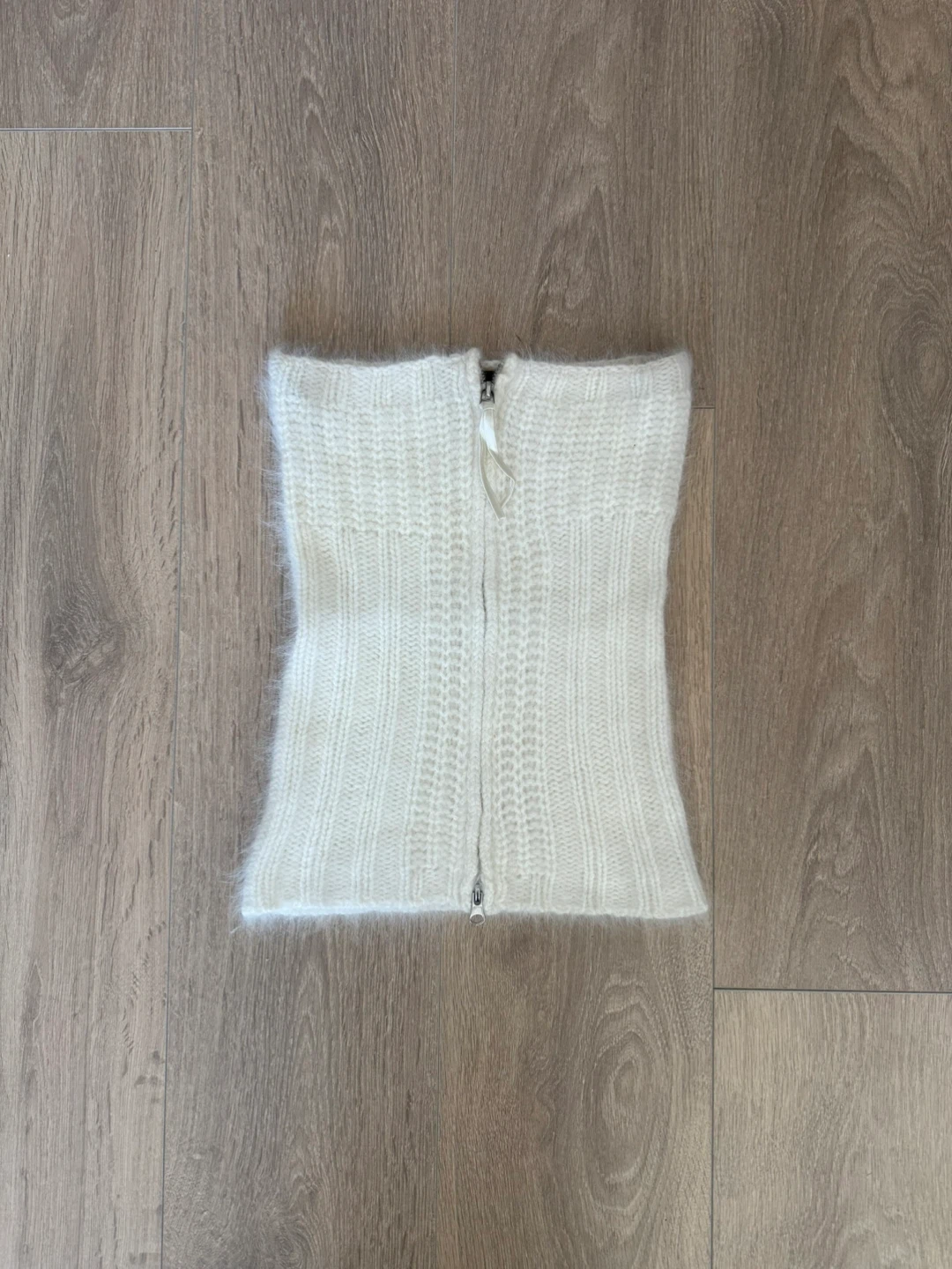 MNG White Knit Zipper Neck Warmer