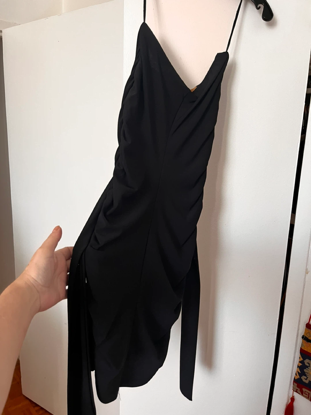 Black and Leopard Print Ruched Mini Dress Size Small - photo 4