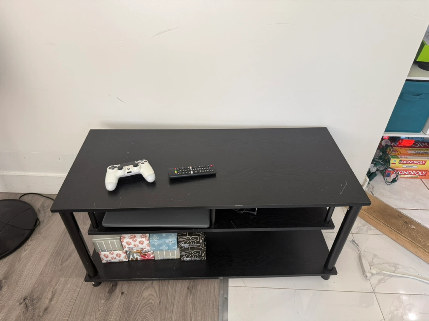 Black 2-Tier Entertainment TV Stand