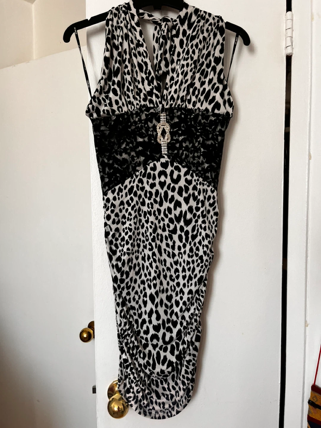 Women's Halter Neck mini Dress with Lace Detail Size S