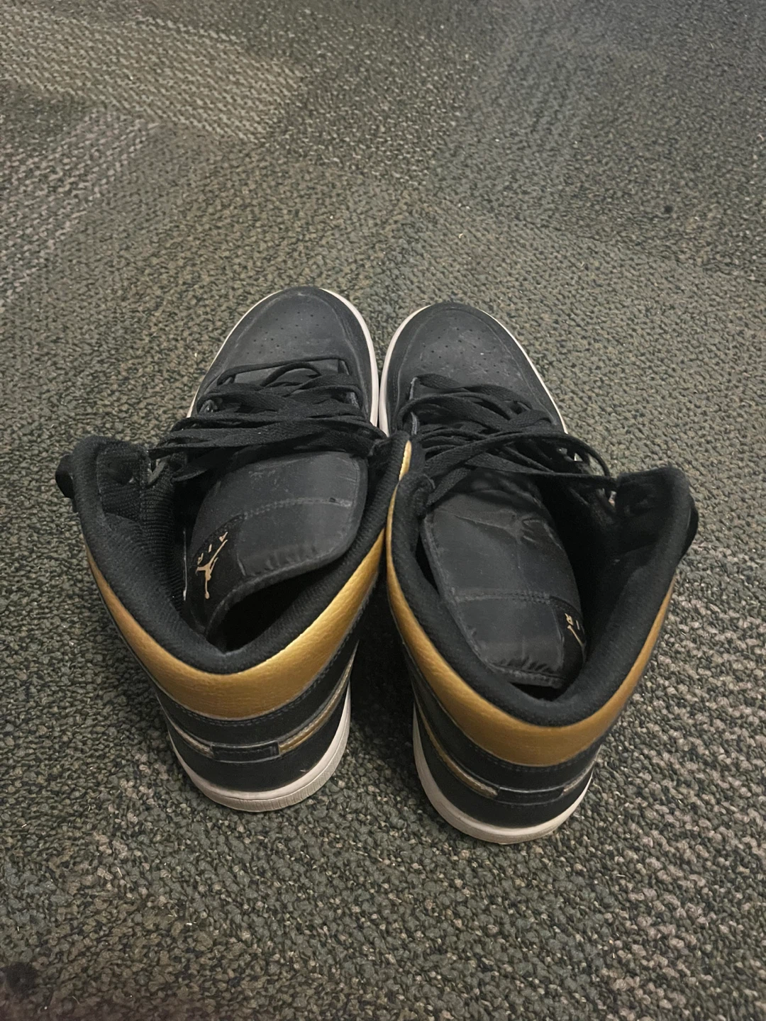 Air Jordan 1 Mid Black Gold Sneakers - photo 3