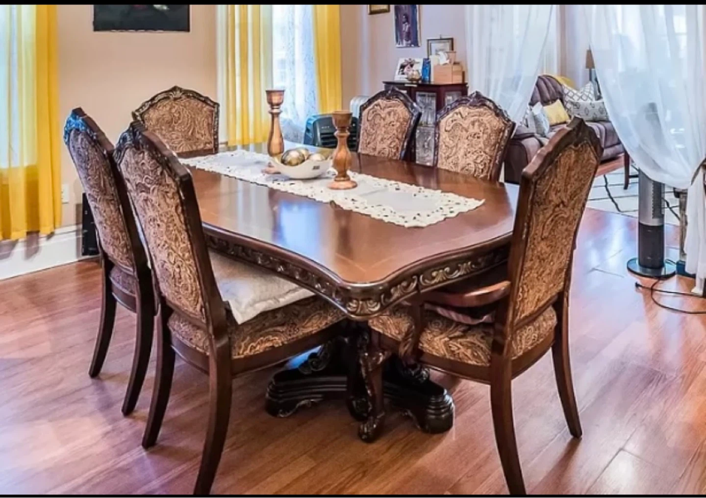 Ornate Dining Table and Chairs Set