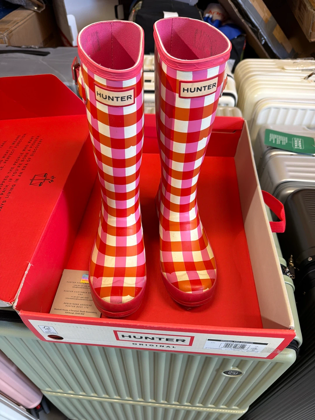 Hunter Original Checkered Rain Boots Pink/Orange - photo 4