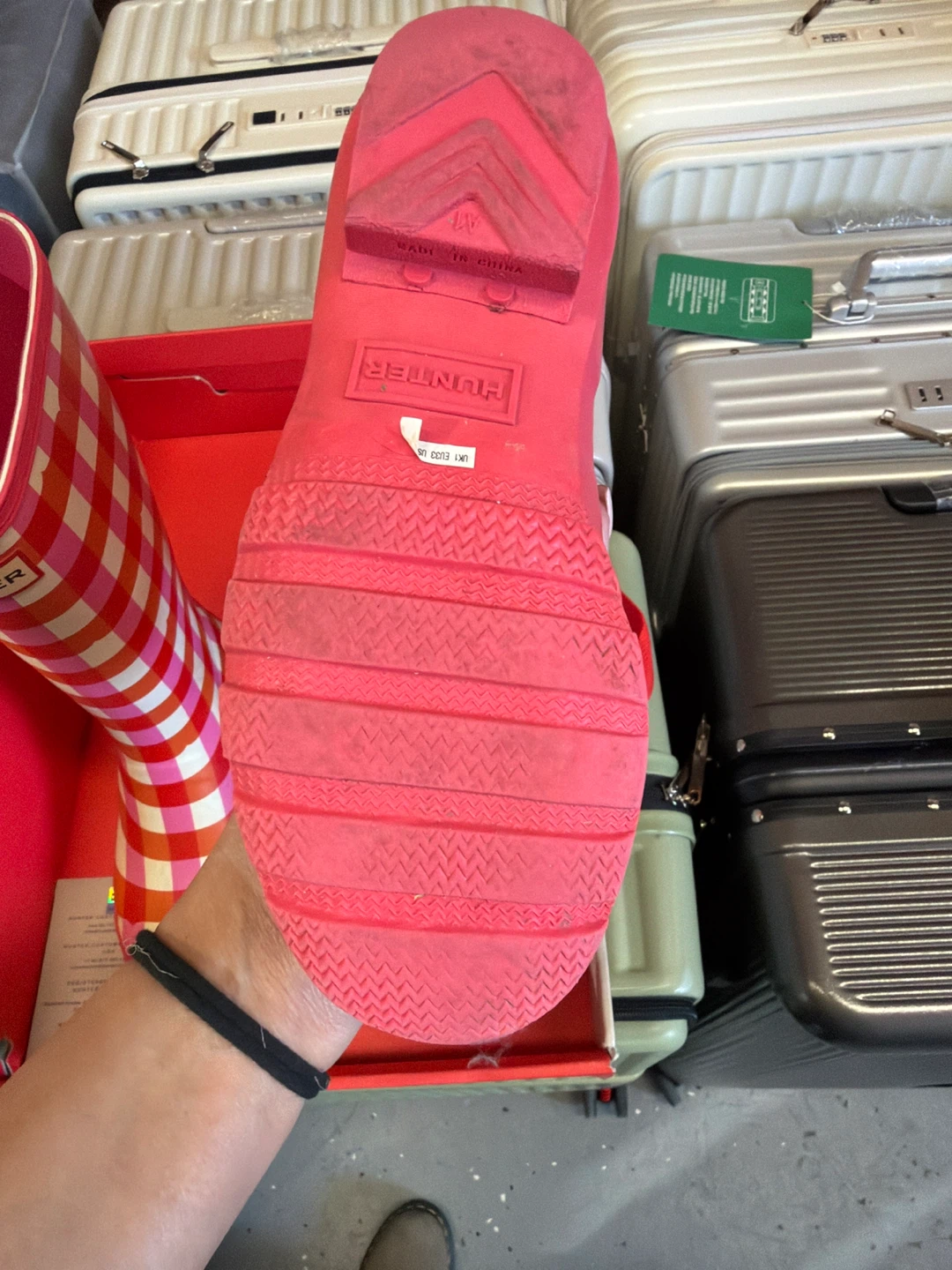 Hunter Original Checkered Rain Boots Pink/Orange - photo 5