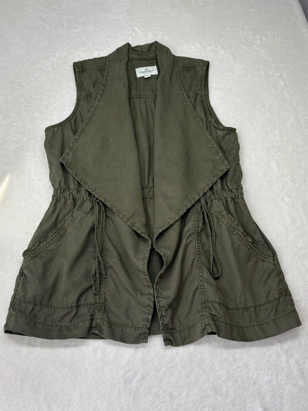 American Eagle Outfitters Drape Front Utility Vest Green Size M - photo 2
