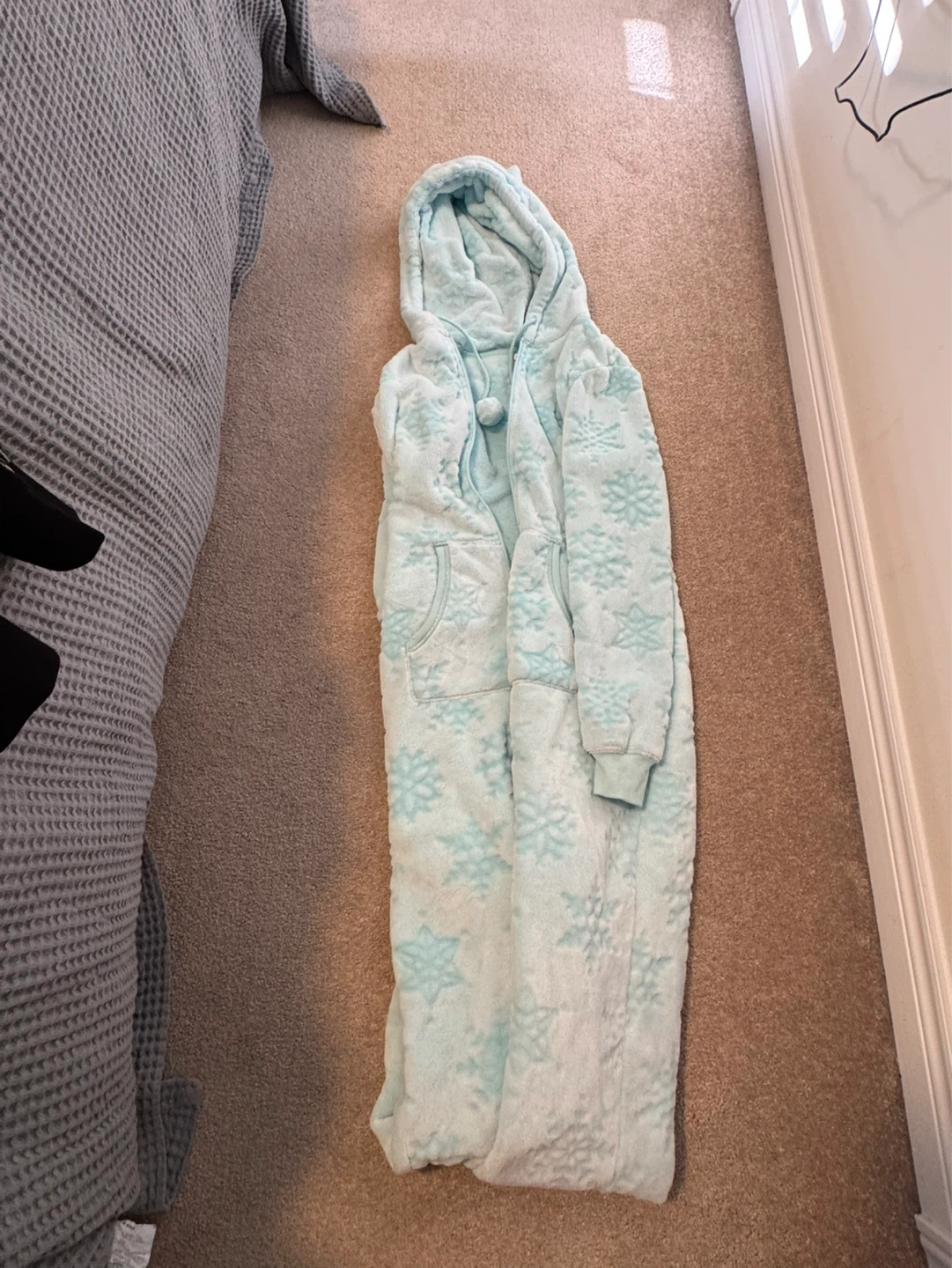 La Vie en Rose Light Blue Snowflake Fleece Onesie PJs S/P