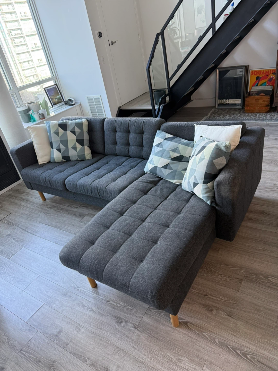 IKEA Morabo Grey Sectional Sofa with Chaise