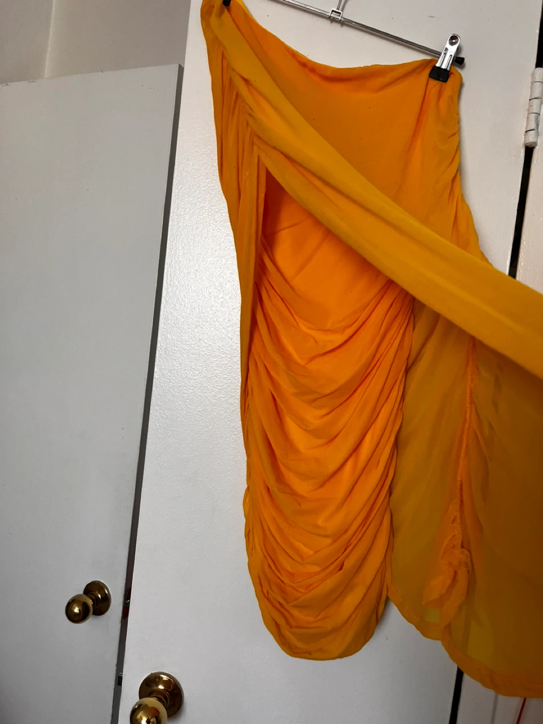 Yellow Ruched One-Shoulder mini Dress with extra layer - photo 5