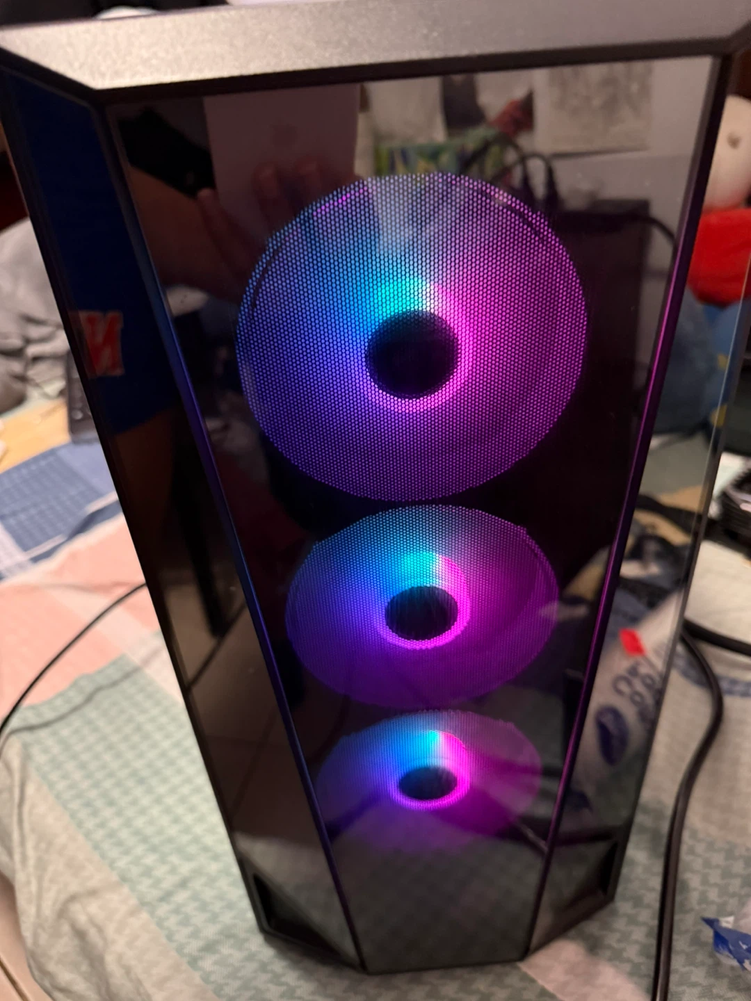 Black rgb pc with mirror glass