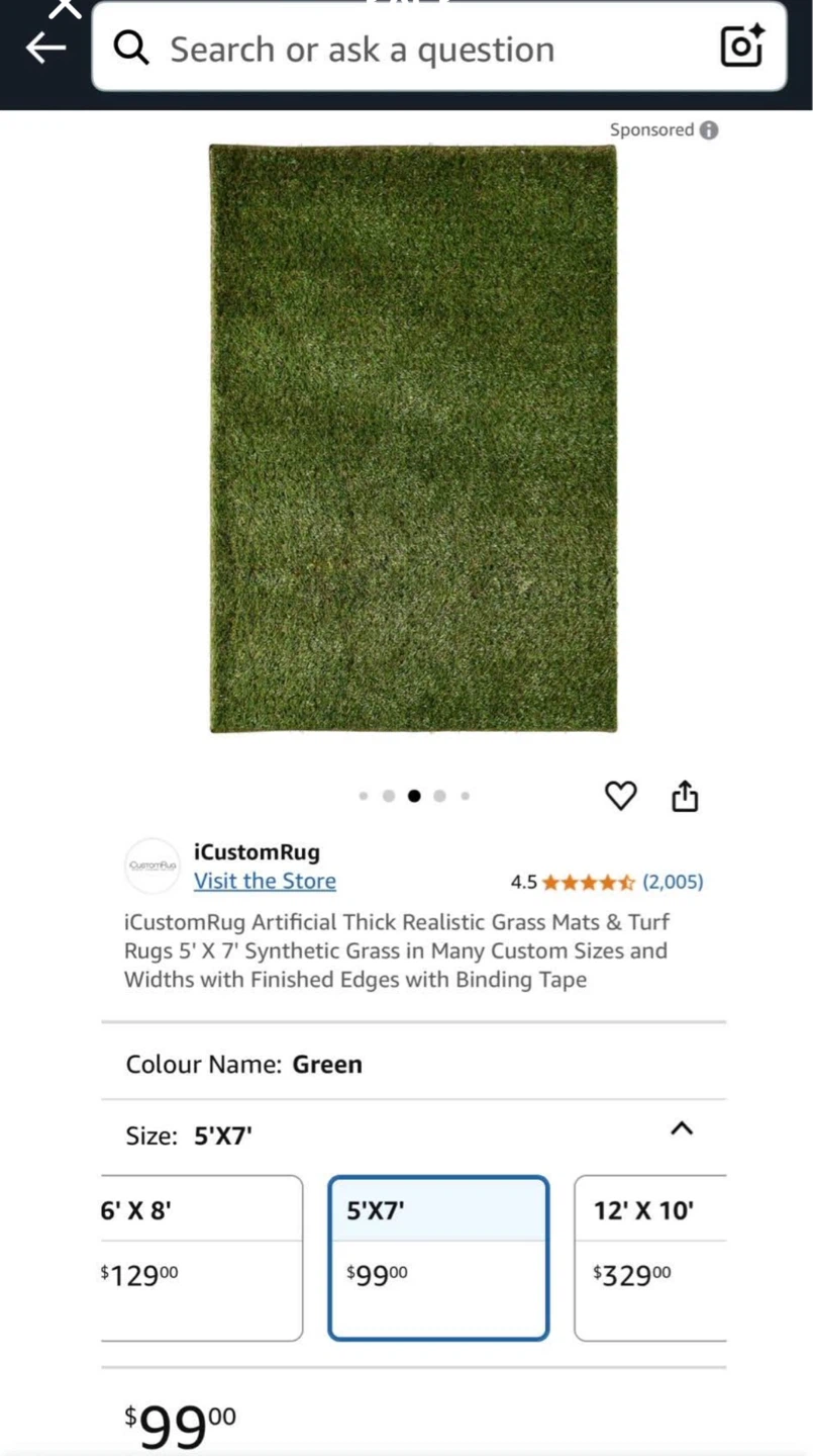 Artificial Thick Realistic Grass Mat 5' X 7' - photo 3