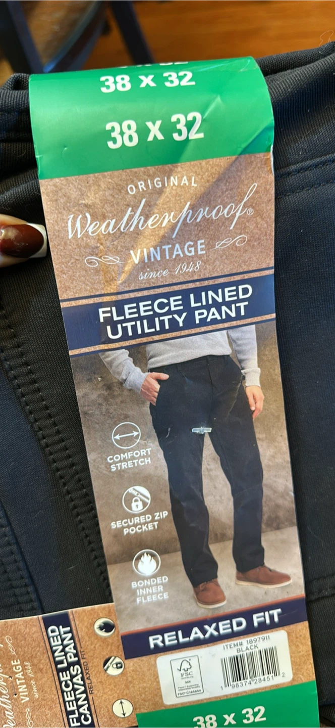 Weatherproof Vintage Fleece Lined Utility Pants - 38x32