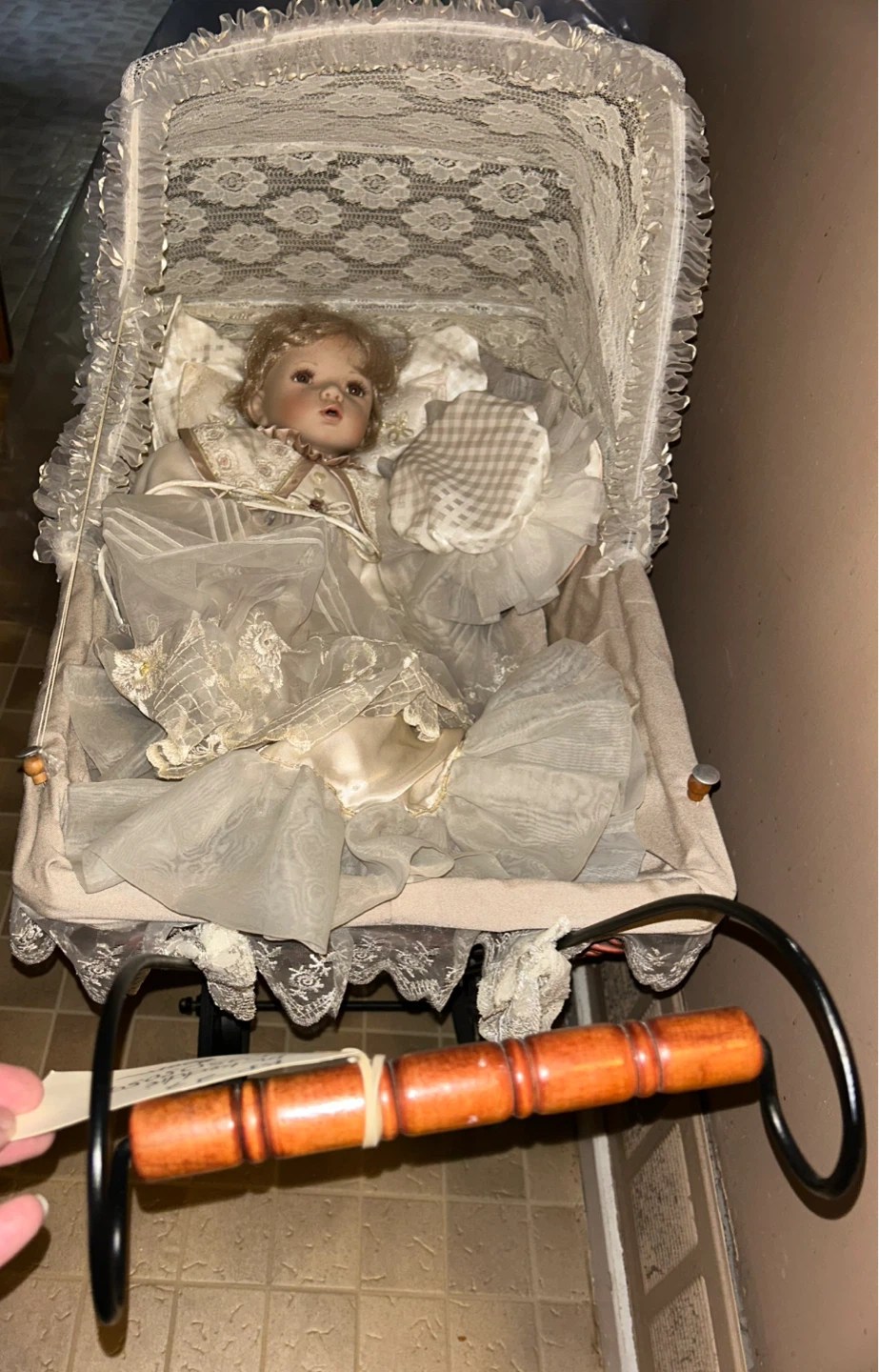 Kingstate The Dollcrafter Porcelain Doll with Bassinet