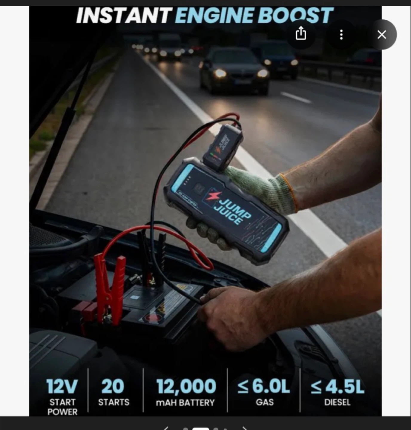 Jump Juice JJ013 12V 12,000 mAh Jump Starter - photo 2