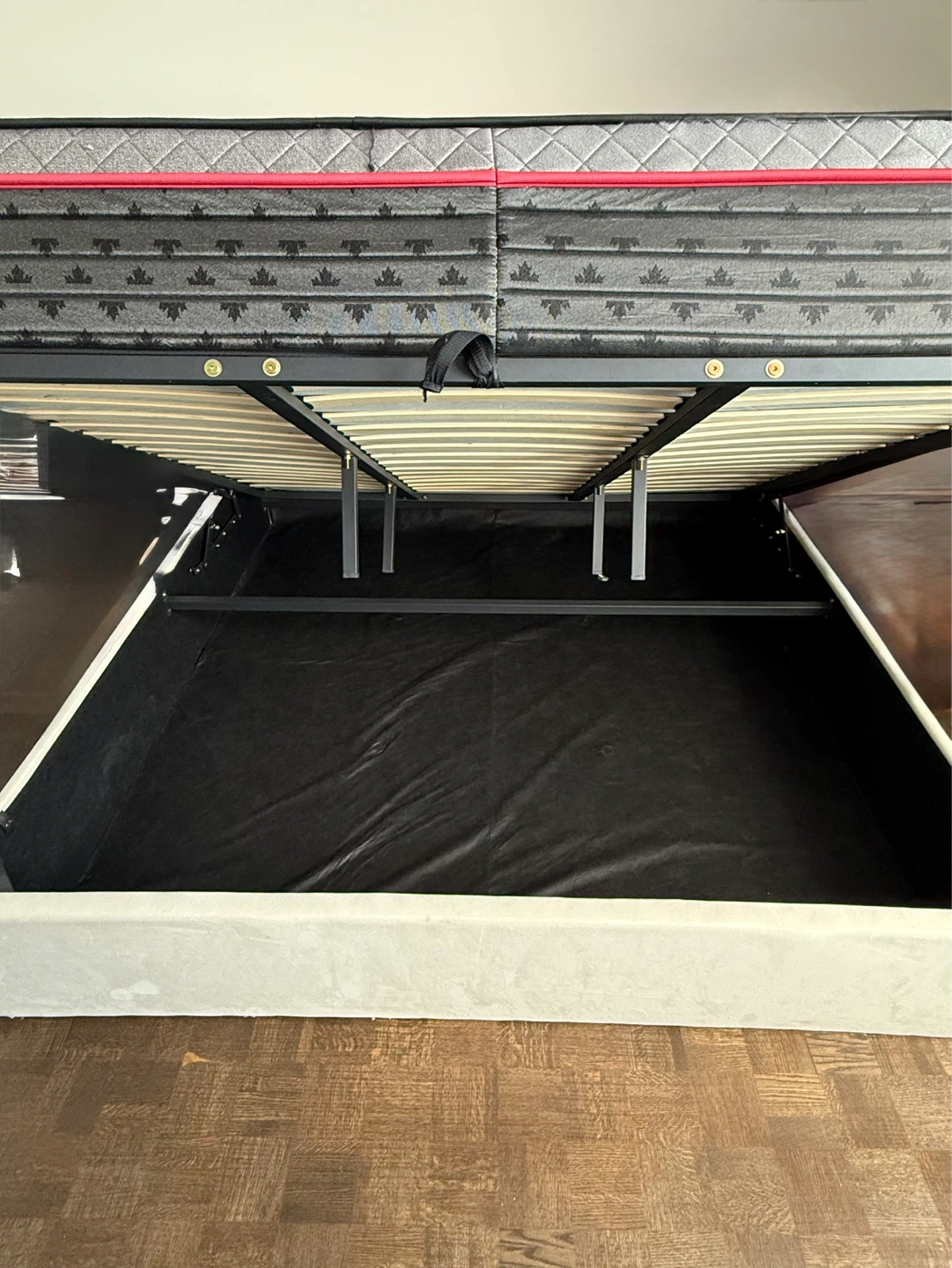 Cream Velvet Queen Bed Frame with Storage - photo 2