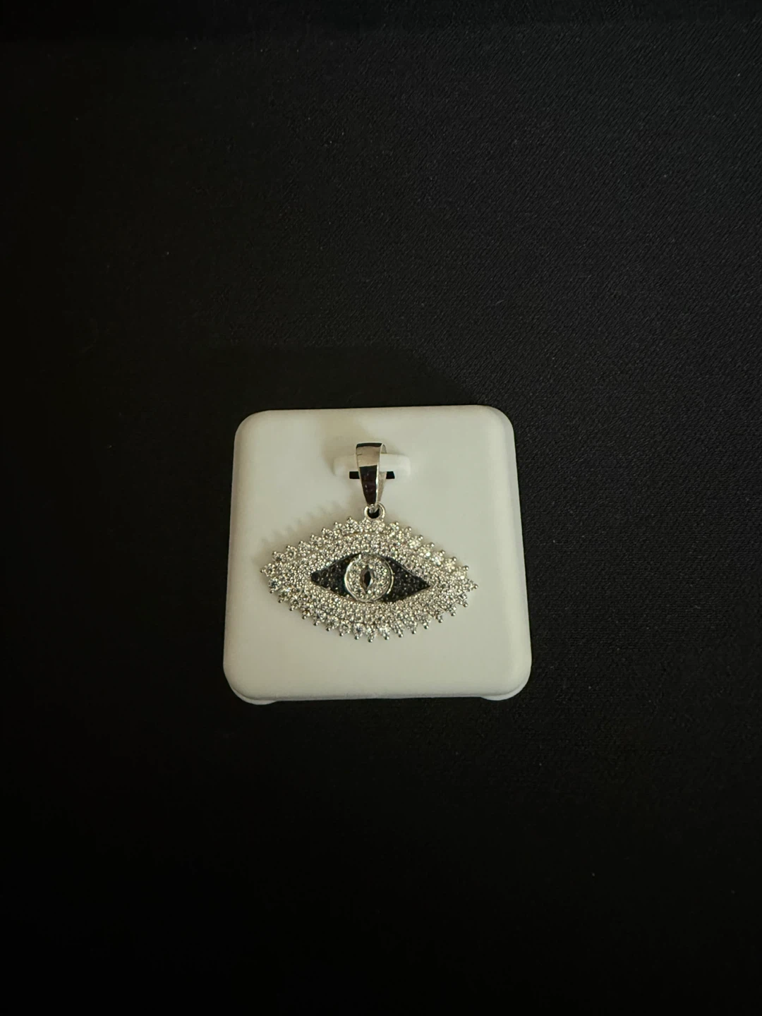 Genuine Moissanite & Silver Evil Eye Pendant - photo 2