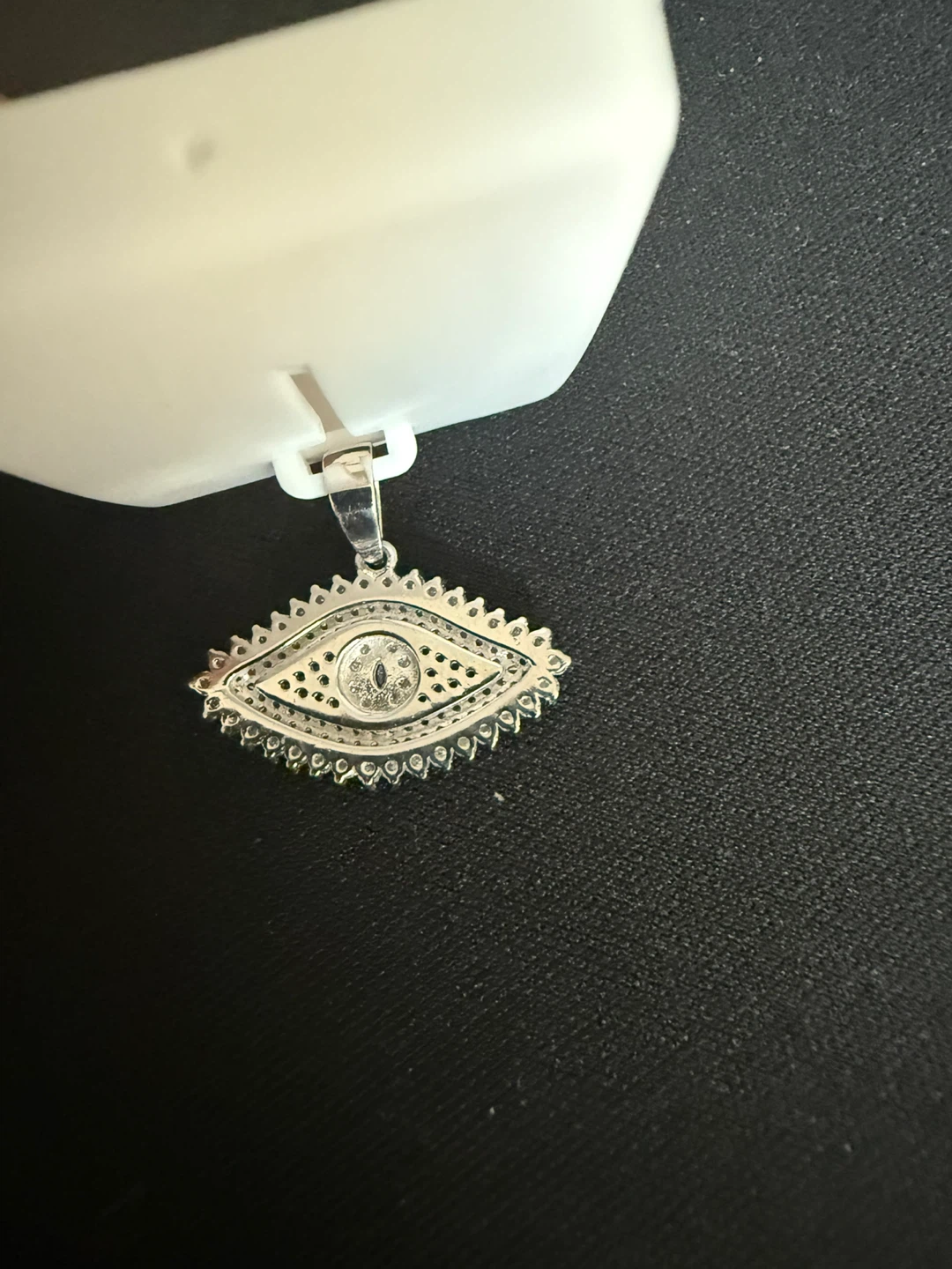 Genuine Moissanite & Silver Evil Eye Pendant - photo 3