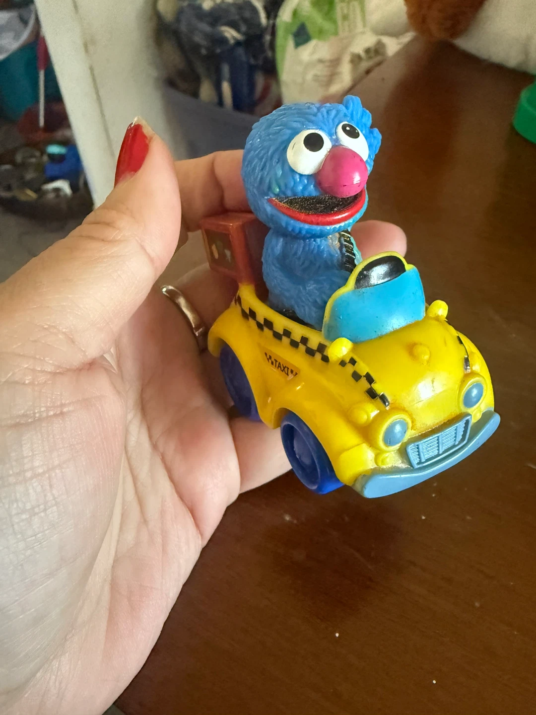Sesame Street Grover Taxi Toy with Suitcase