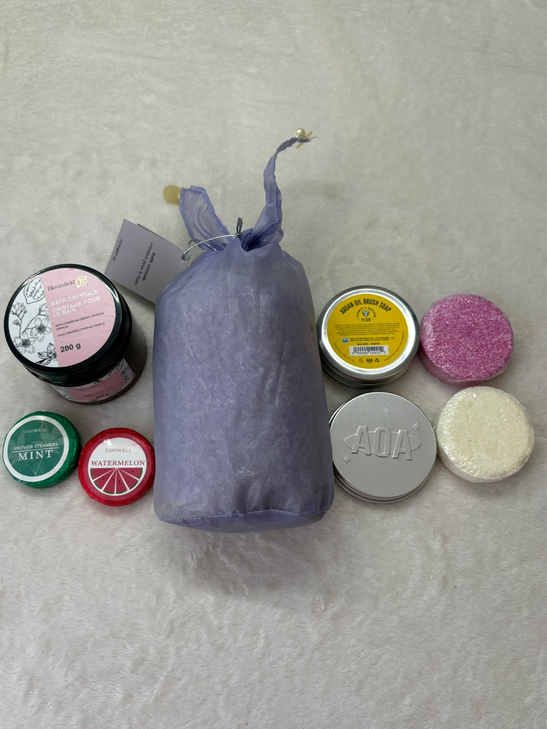 Pier 1 Bloomfield Bath Crystals Shower Steamer Brush Soap Bundle - photo 2