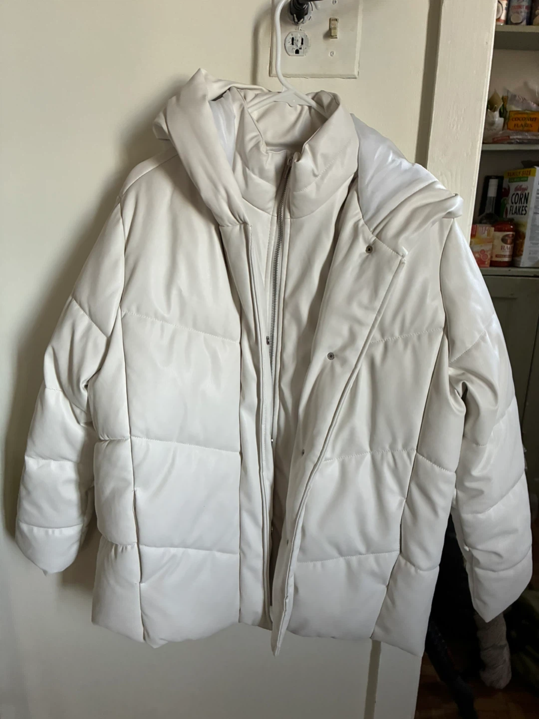 Cisano Puffer Jacket with Hood - White, Size L - photo 3