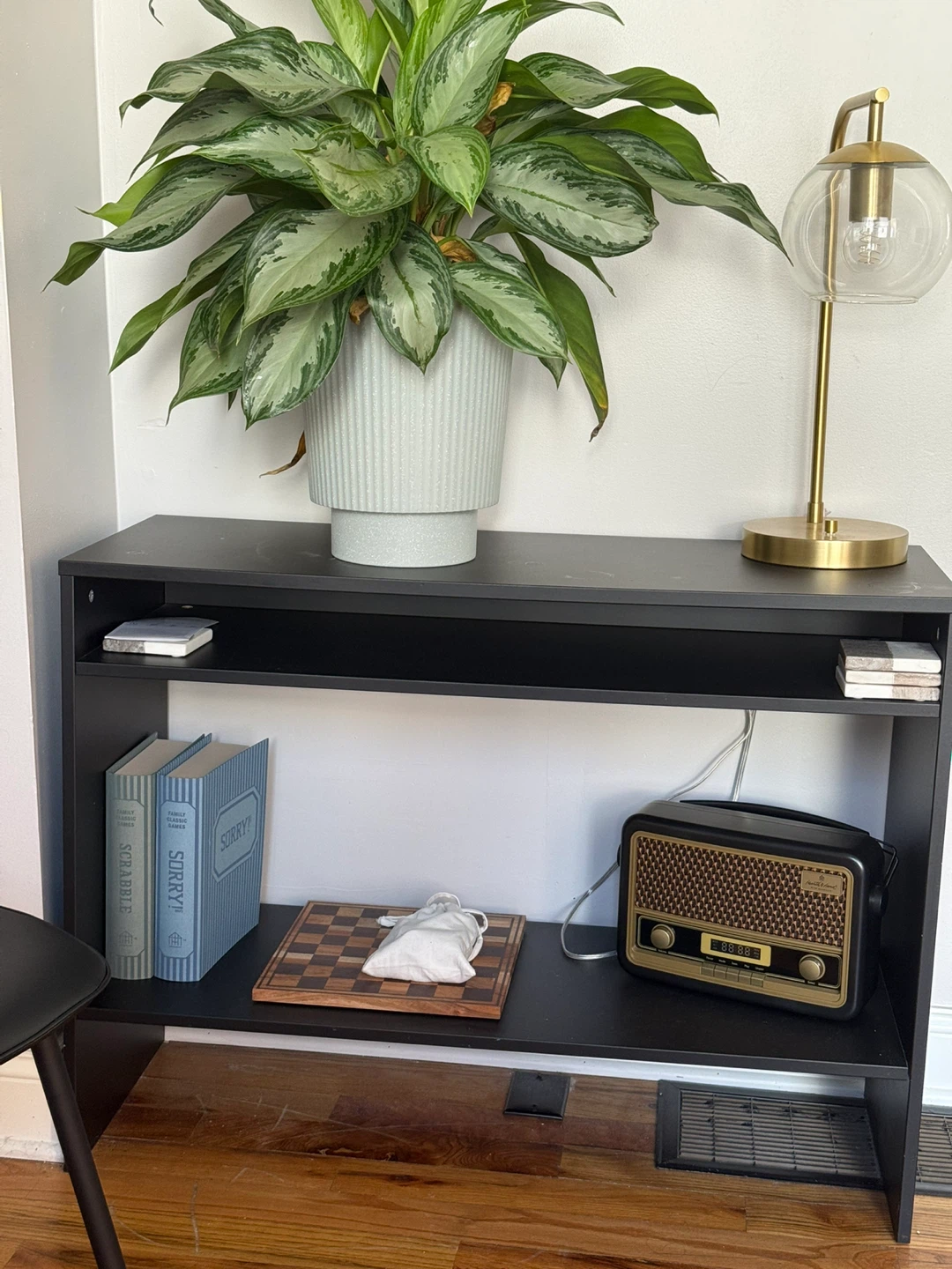 Black Console Table with Storage Shelf - photo 2