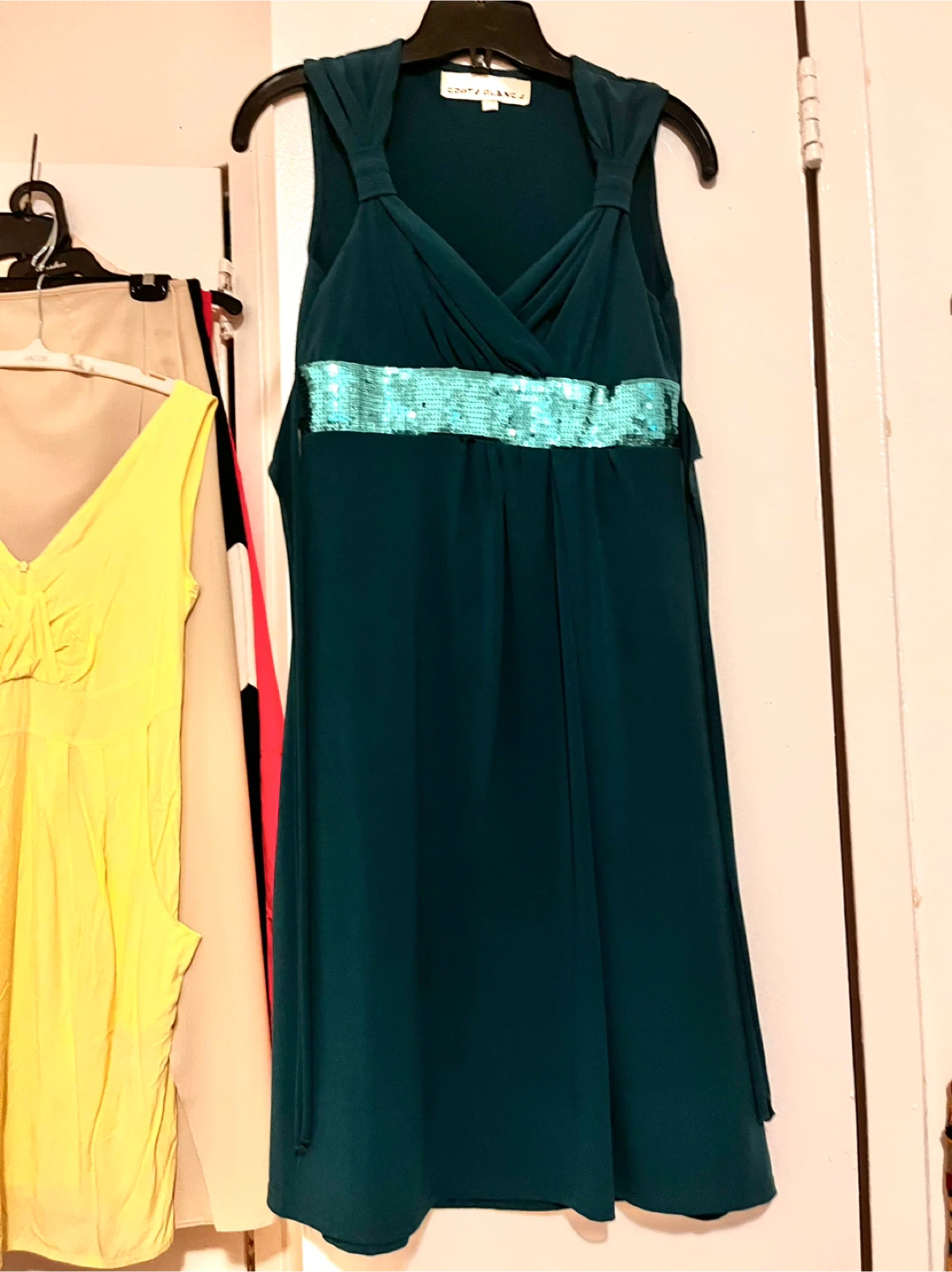 Costa Blanca Teal Dress with Sequins S size dark green