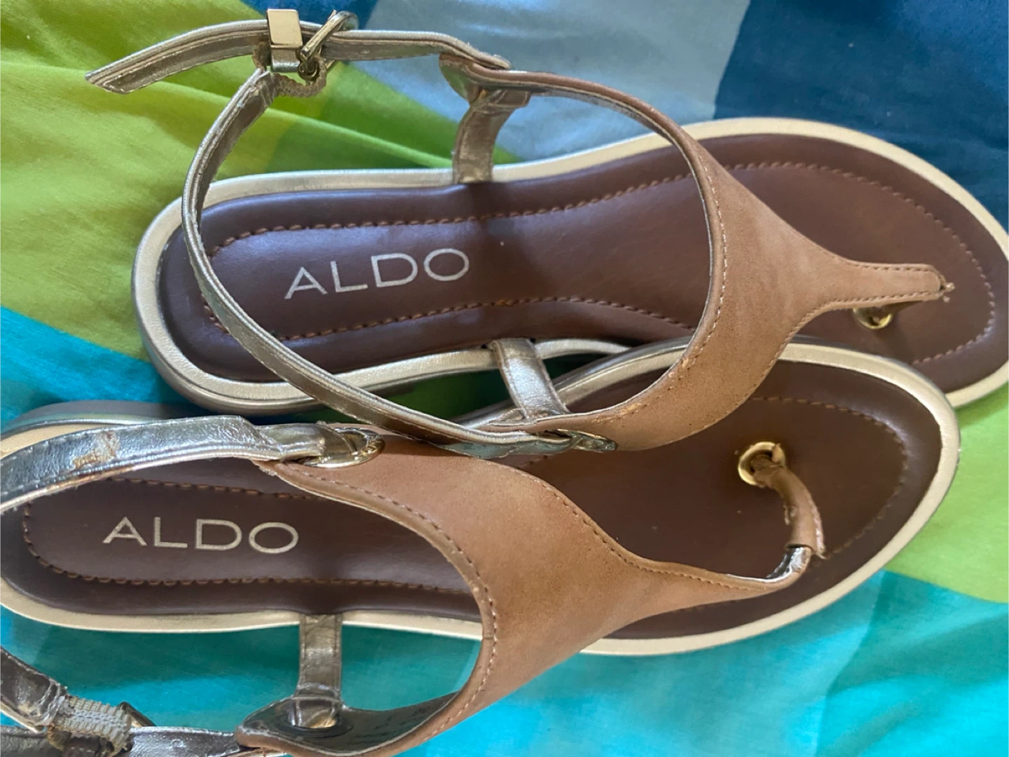 ALDO Brown and Gold Women's Sandals