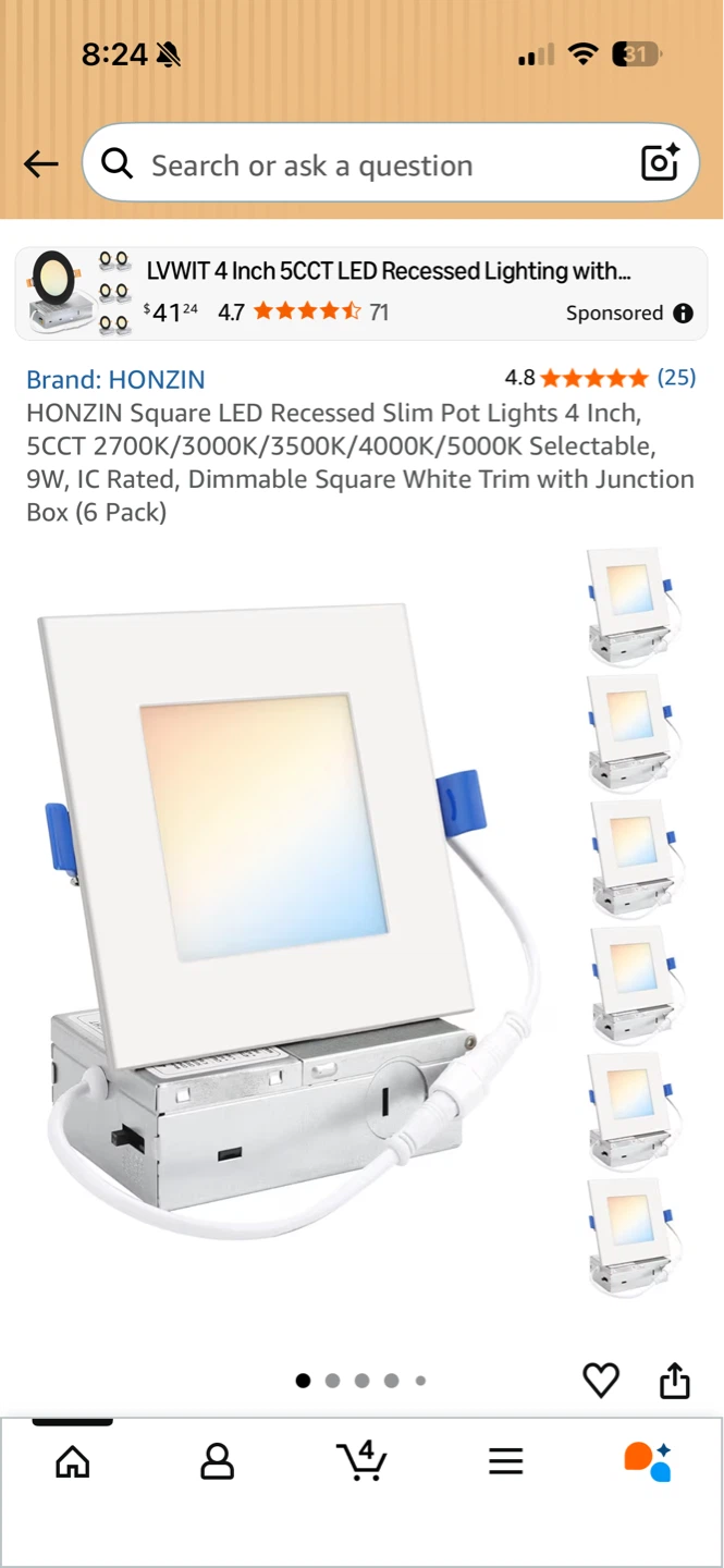 Volt6 4 Inch Square LED Dome Light -18 Pack - photo 2