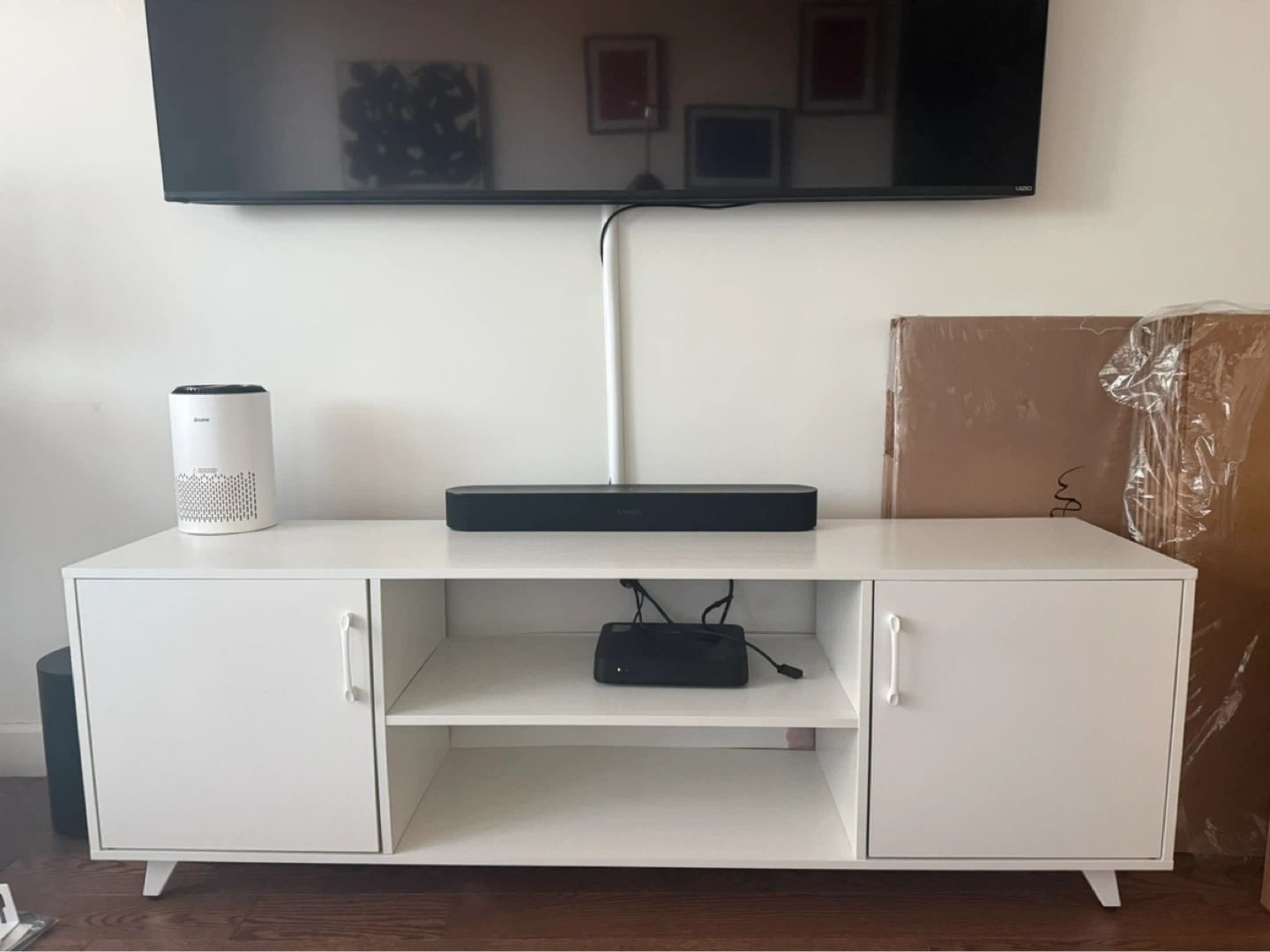 White TV Stand with Storage - photo 2