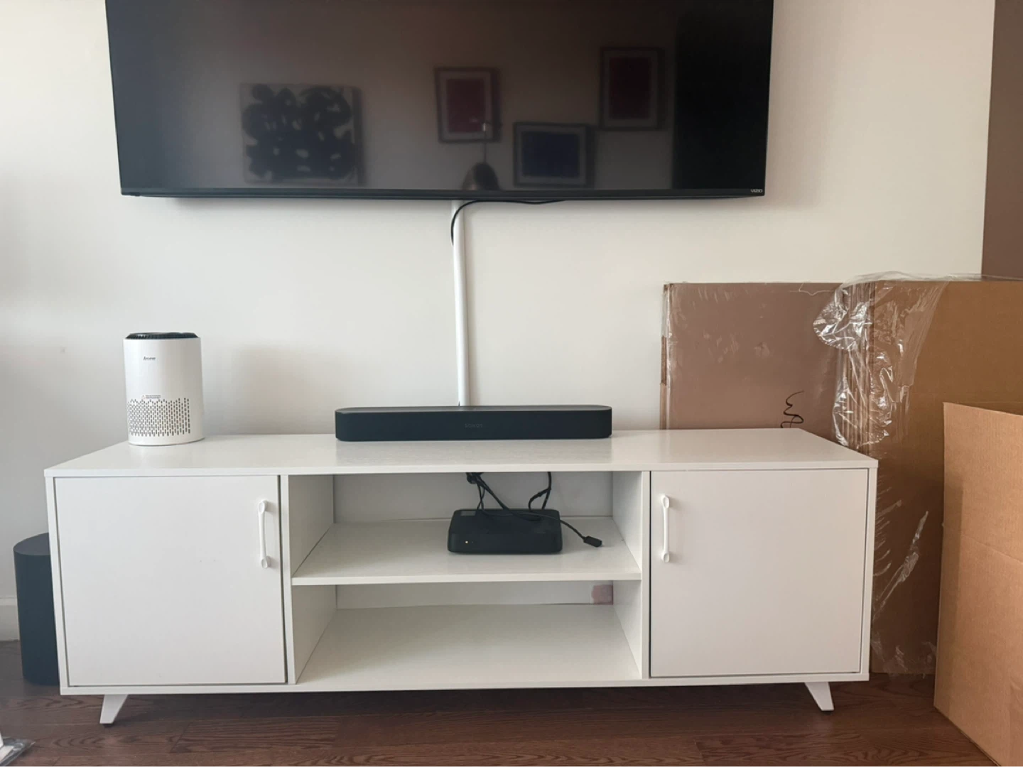 White TV Stand with Storage