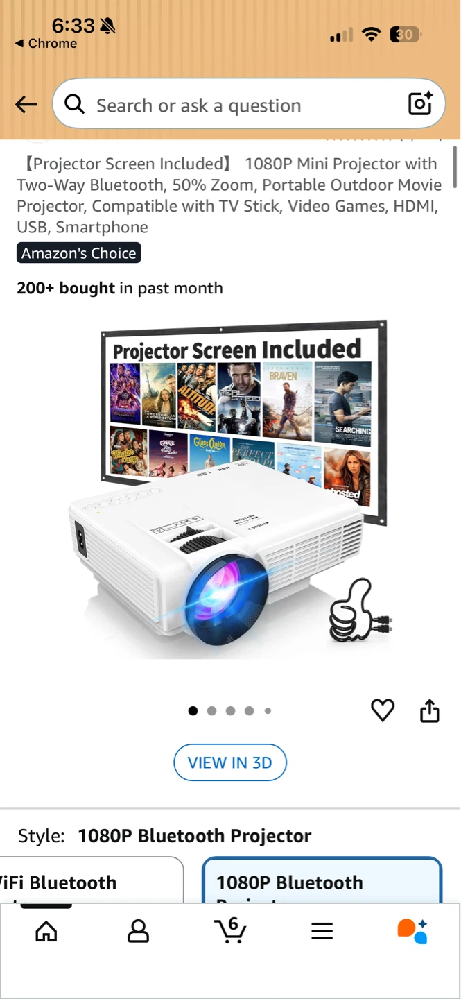 1080P Mini Projector with Bluetooth and Screen