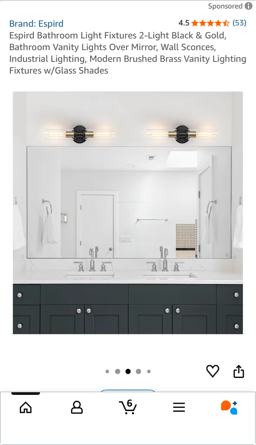 Espird Black & Gold 2-Light Bathroom Vanity Sconce - photo 2