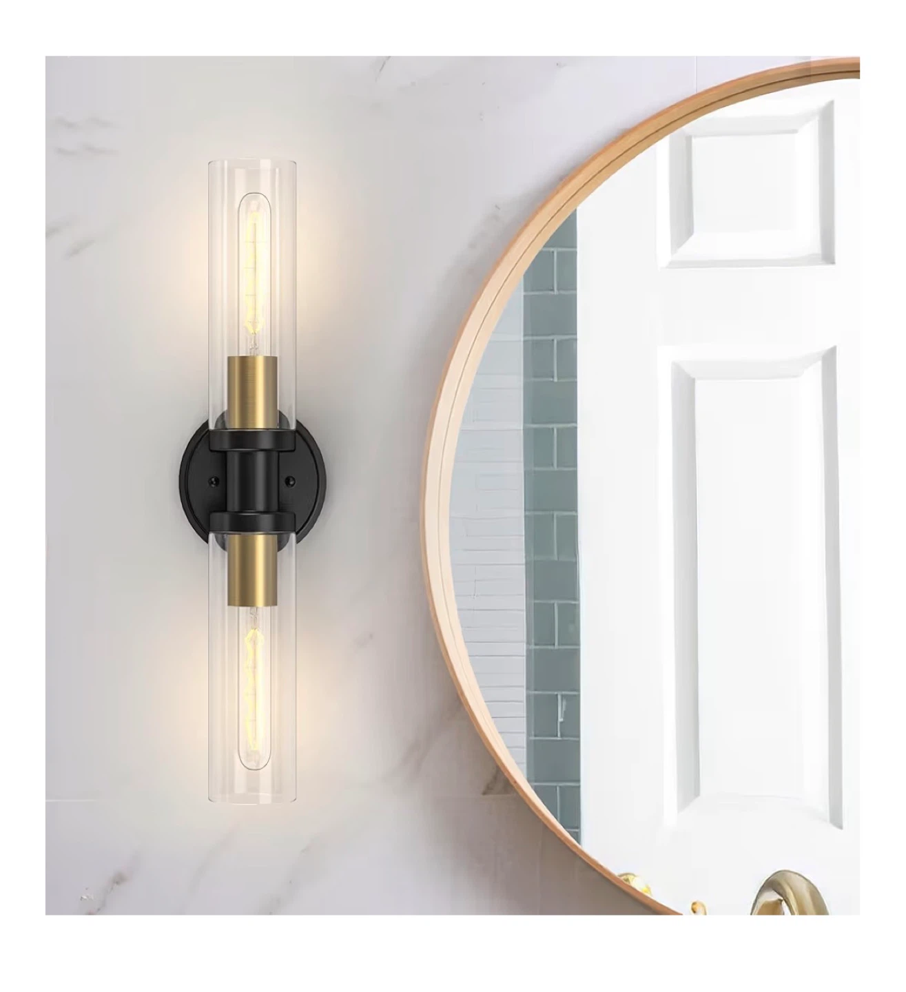 Espird Black & Gold 2-Light Bathroom Vanity Sconce - photo 4