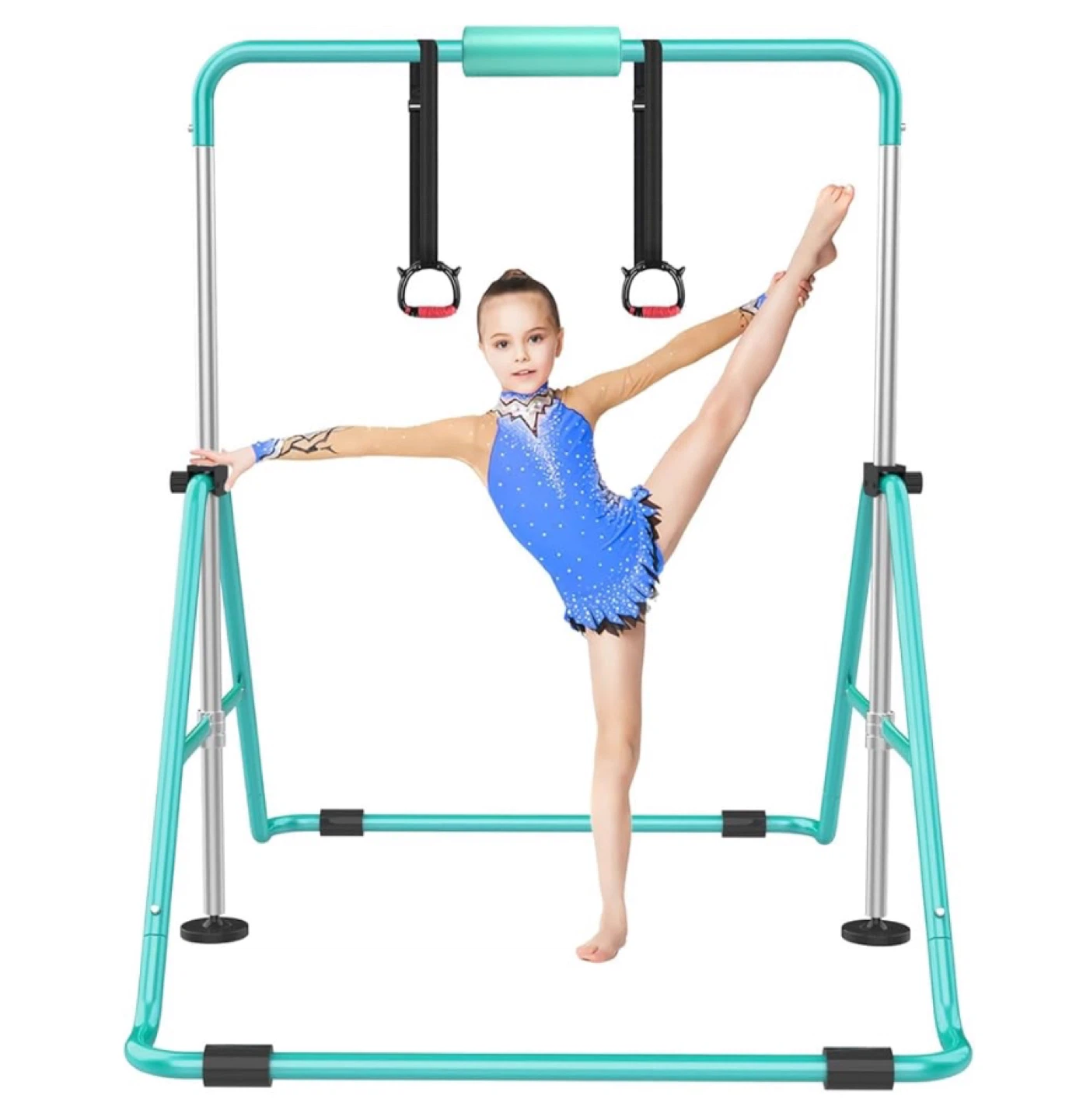 Kids Gymnastics Bar with Rings - Teal