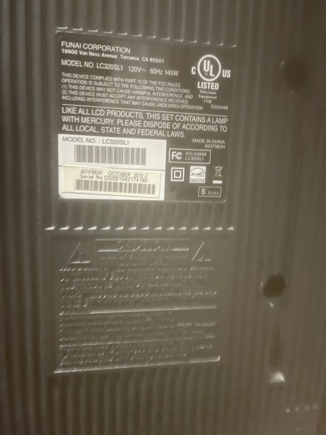 Sylvania 32" LC320SL1 HD Television - photo 2