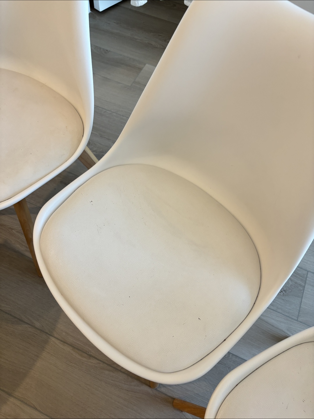 White Dining Chairs with Wood Legs (Set of 4) - photo 3