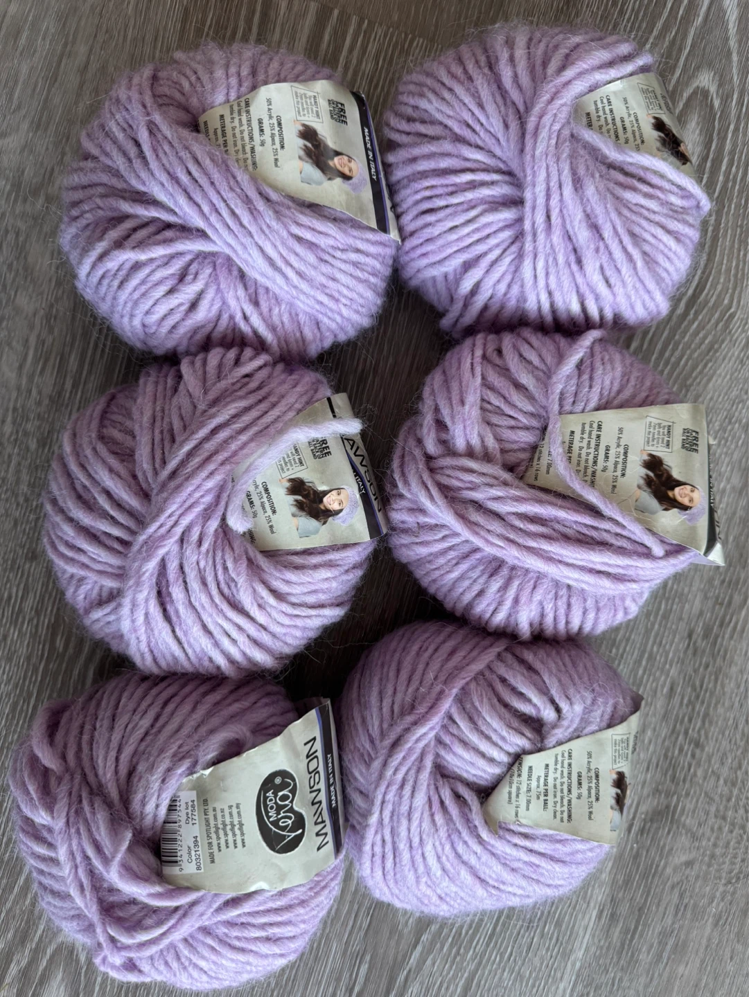 25%Alpaca mix Knitting Yarn - Lavender (7 Balls)