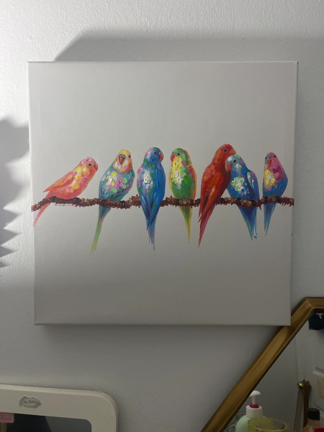 Canvas Wall Art Print - Colorful Parrots on a Branch